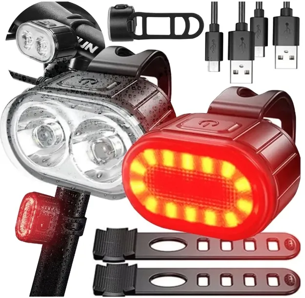 Lampa Rowerowa Przednia Tylna Lampy Rowerowe Przód Tył Led Akumulator USB