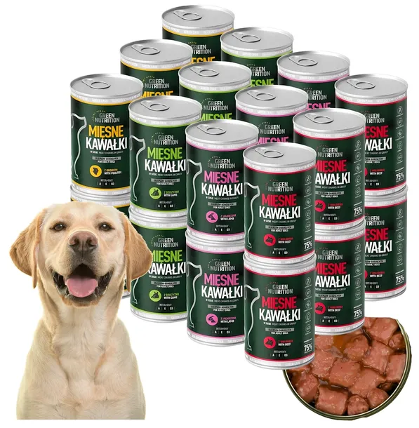MOKRA KARMA DLA PSA GREEN NUTRITION 9,96KG KAWAŁKI MIĘSNE MIX SMAKÓW | x24