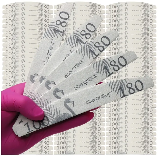 PILNIK do paznokci CIENKI Slim 100/180 ABA GROUP Łódka półksiężyc 100 sztuk