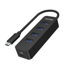 unitek-czarny-hub-usb-c-na-4-porty-usb-3-1-aktywny-10w-15cm-kabel