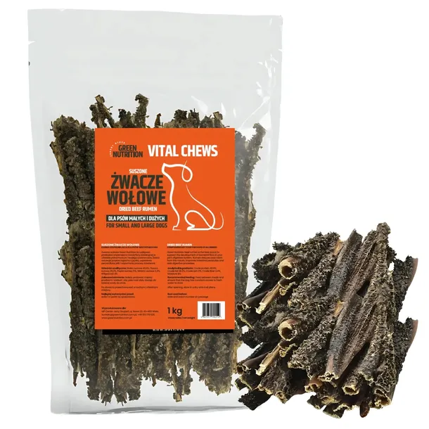Żwacze Wołowe Polskie 1kg. Przysmaki Dla Psa GREEN NUTRITION 100% Naturalne