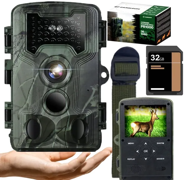 FOTOPUŁAPKA IR KAMERA LEŚNA MYŚLIWSKA POLSKIE MENU NA KARTĘ SD FULLHD 36Mpx