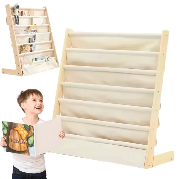 REGAŁ NA KSIĄŻKI DLA DZIECI STOJAK PÓŁKA Szafka Organizer Biblioteczka 79cm