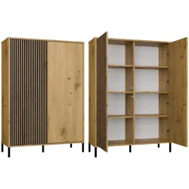witryna-kamaro-2dd-slim-gladki-dab-artisan-lamele-front-ryflowany-klasycz
