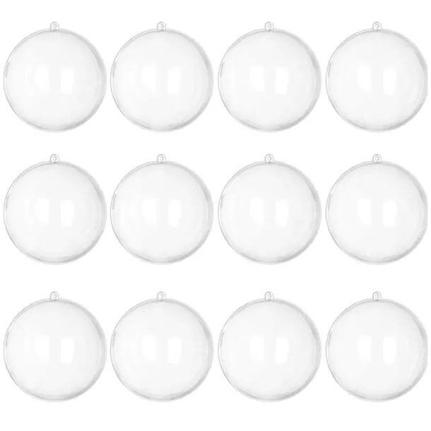 KULE AKRYLOWE 8cm transparentne przezroczyste 12szt PLASTIKOWE BOMBKI kula