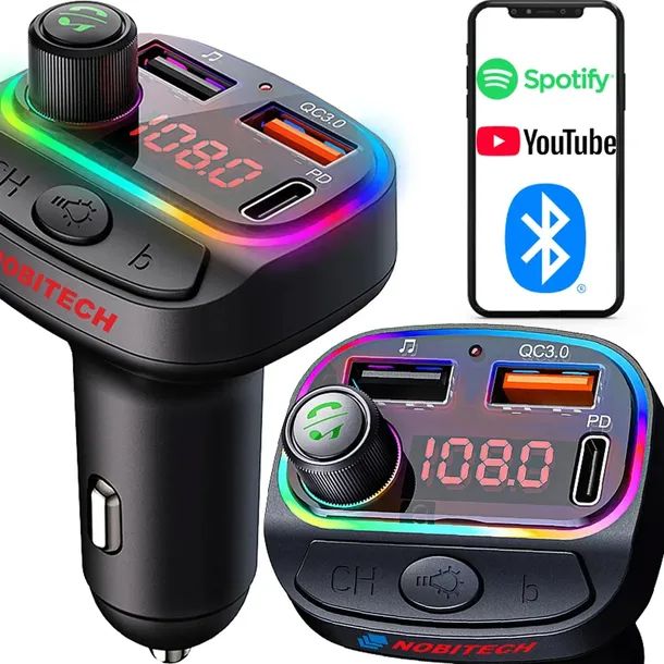TRANSMITER BLUETOOTH ŁADOWARKA SAMOCHODOWA FM 2 X USB DO SAMOCHODU QC 3.0