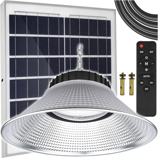 ŻYRANDOL LAMPA SOLARNA LED WISZĄCA SUFITOWA OGRODOWA OSOBNY PANEL PILOT