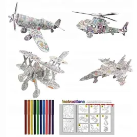 kolorowanka-antystresowa-puzzle-3d-samoloty