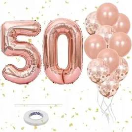 balony-na-50-urodziny-rozowe-zloto-zestaw