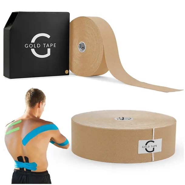 PLASTRY TEJPY DO KINESIOLOGY TAPINGU DUŻA ROLKA 5CMx31M GOLD TAPE