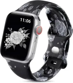 silikonowy-pasek-do-apple-watch-38-40mm-czarny-kwiaty