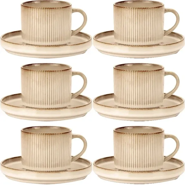 Filiżanki porcelanowe 250ml zestaw 6 sztuk komplet ze spodkami kawy herbaty