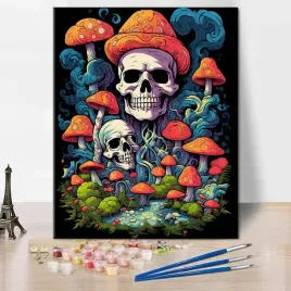 malowanie-po-numerach-30x40-cm-czaszka-szkielet-grzyby