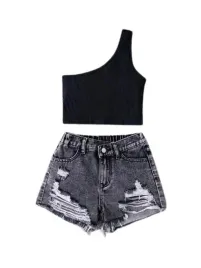shein-komplet-dziewczecy-czarny-top-i-jeansowe-spodenki-146-152-1db