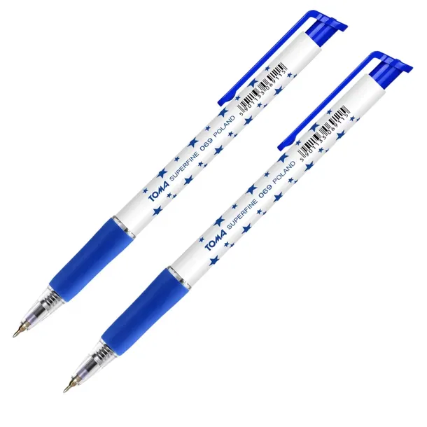Długopis w gwiazdki TOMA 069 automatyczny superfine 0,5mm niebieski 2szt