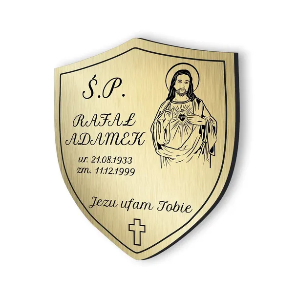 TABLICZKA NAGROBKOWA NAGROBNA GRÓB KRZYŻ aluminium