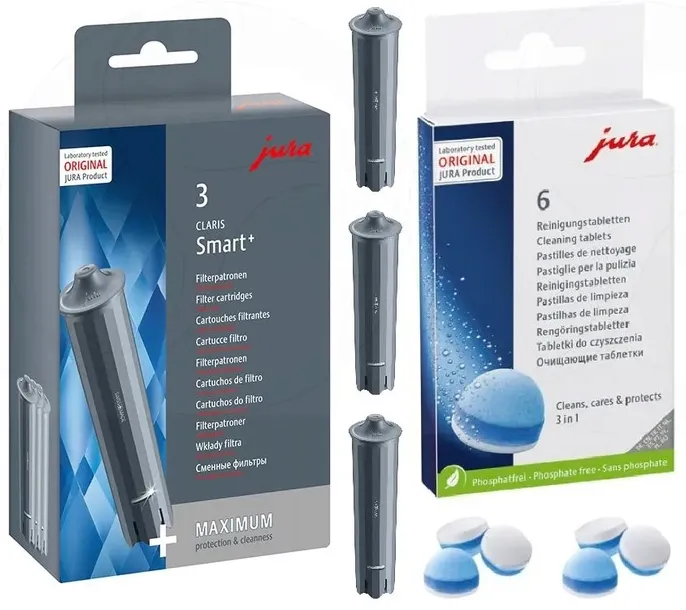 FILTRY WODY JURA CLARIS SMART+, 3szt + Tabletki Czyszczące JURA 6szt