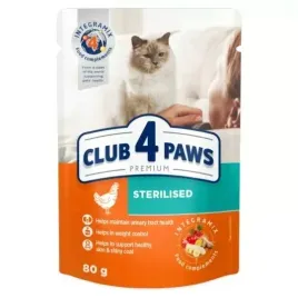 club-4-paws-premium-adult-cat-sterilised-z-kurczakiem-saszetka-80g