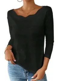 shein-bluzka-czarna-gladka-damska-prosta-rekaw-3-4-34-1dk