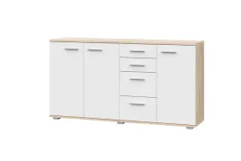 komoda-szafka-biala-dab-sonoma-drzwi-szuflady-salon-fun-kd-4-meble-craft