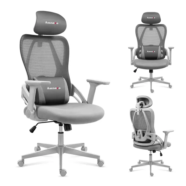 FOTEL biurowy OBROTOWY gamingowy HUZARO Szary REGULOWANY ERGONOMICZNY