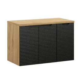 szafka-lazienkowa-90cm-z-blatem-czarny-mat-3d-dab-olejowany
