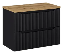 szafka-lazienkowa-80-cm-czarna-mat-z-blatem-dab-wotan-2-szuflady