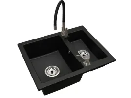 kuchenny-zlewozmywak-granitowy-15-kom-bateria-flex-gun-gray-dozownik