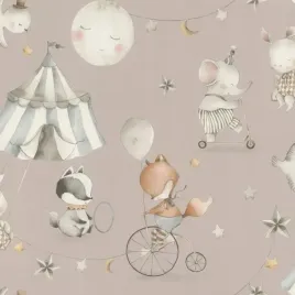 tapeta-dziecieca-cyrk-zwierzatka-retro-bez-flizelinowa