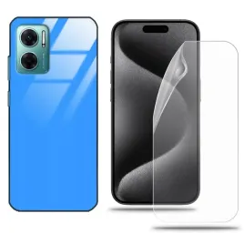 etui-do-xiaomi-redmi-note-11e-case-niebieski-zestaw-folia-hydrozelowa-hit