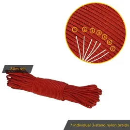 linka-edcx-4mm-paracord-550-red-30-m