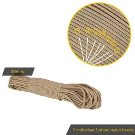 linka-edcx-4mm-paracord-550-tan-30-m