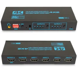 matrix-hdmi-2-0-4x2-switch-rozdzielac-4k60hz-hdcp-2-2-hdr-spdif-toslink-arc