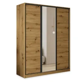szafa-przesuwna-tari-150-cm-z-lustrem-szuflady-trzydrzwiowa-dab-artisan