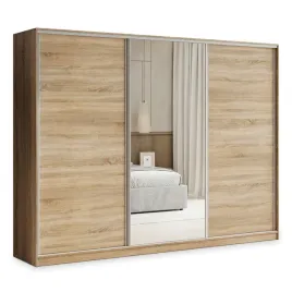 szafa-przesuwna-tari-250-cm-z-lustrem-szuflady-trzydrzwiowa-dab-sonoma