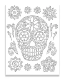 naklejka-brokatowa-30-x-40-cm-srebrna-srebrny-los-muertos-czaszka-halloween