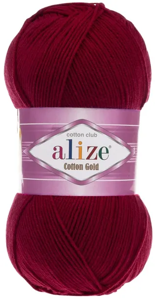 Włóczka Alize Cotton Gold - 57 BORDOWY - 100g 55% Bawełna 45% Akryl