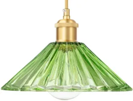 lampa-wiszaca-szklana-plisowana-japandi-zielona