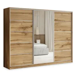 szafa-przesuwna-pina-235-cm-z-lustrem-szuflady-trzydrzwiowa-dab-wotan