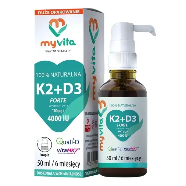 Myvita WITAMINA K2 100 mcg + D3 forte 4000 j.m. krople 50ml