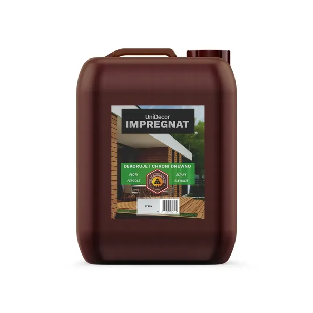 Impregnat lazura farba do drewna z woskami UniDecor szary 10l