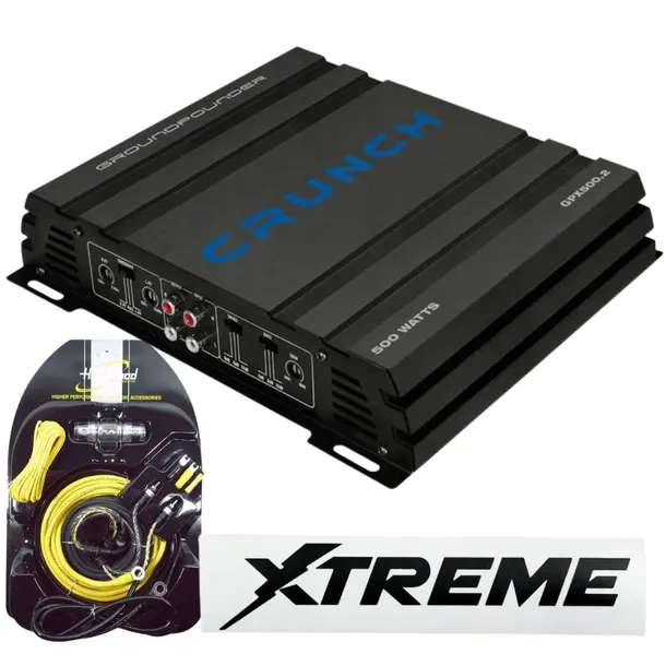 Wzmacniacz Crunch 500.2 + Kable Hollywood CCA-28 + wlepki XTREME