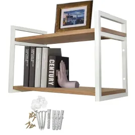 polka-wiszaca-na-sciane-loft-regal-biale-ramki-na-ksiazki-kwiaty-dab-zloty