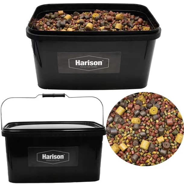 Pellet zanęta wędkarska dla ryby MIX 6-18mm SWEET Harison 9kg + Wiadro 10l