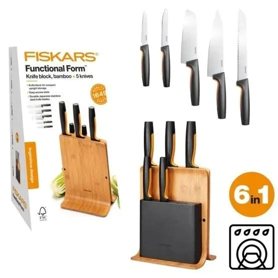 fiskars-zestaw-5-nozy-w-bloku-bambusowym-function-stan-nowy-opakowanie-w-bloku