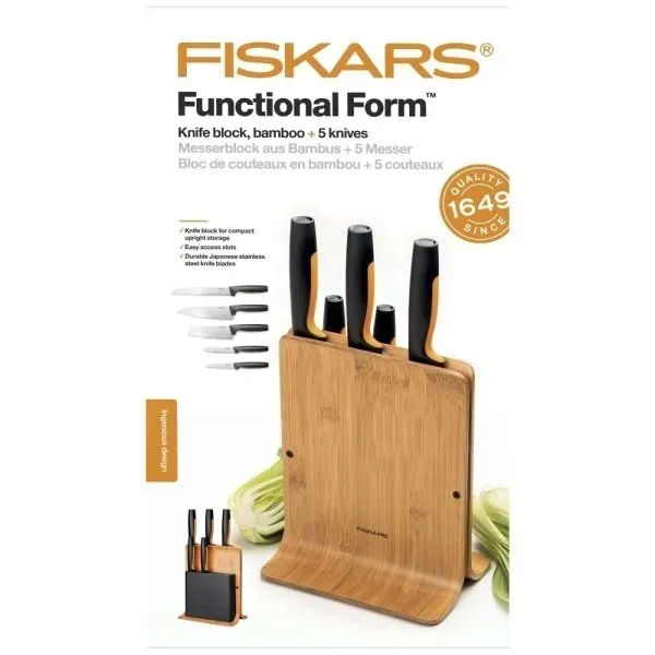 fiskars-zestaw-5-nozy-w-bloku-bambusowym-function-stan-nowy-waga-z-opakowaniem-1-46-kg
