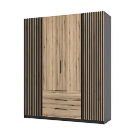szafa-arka-4-drzwiowa-lamele-dab-evoke-200-cm-polki-drazek-szuflady