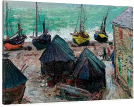 obraz-na-plotnie-na-sciane-do-salonu-lodki-na-plazy-claude-monet-100x80