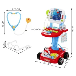 2-x-zestaw-malego-doktora-wozek-ekg-akcesoria-18-elementow