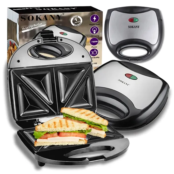 TOSTER OPIEKACZ DO KANAPEK TOSTÓW SANDWICH MOCNY 750W CZARNY DWUSTRONNY